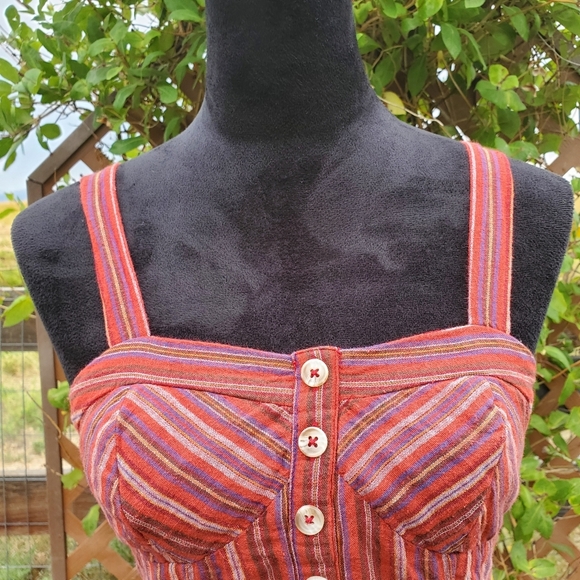 NWT American Eagle Cropped Corset Top Size XS Red Striped - Picture 6 of 13